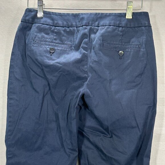 Talbots Signature Pants Womens 4 Chino Navy Blue Cotton Stretch Flat Front Crop - Picture 6 of 11